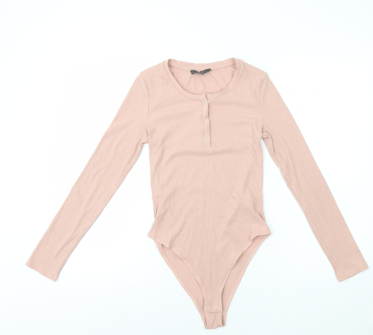 Primark Womens Pink Polyester Bodysuit One-Piece Size XS Snap - Ribbed