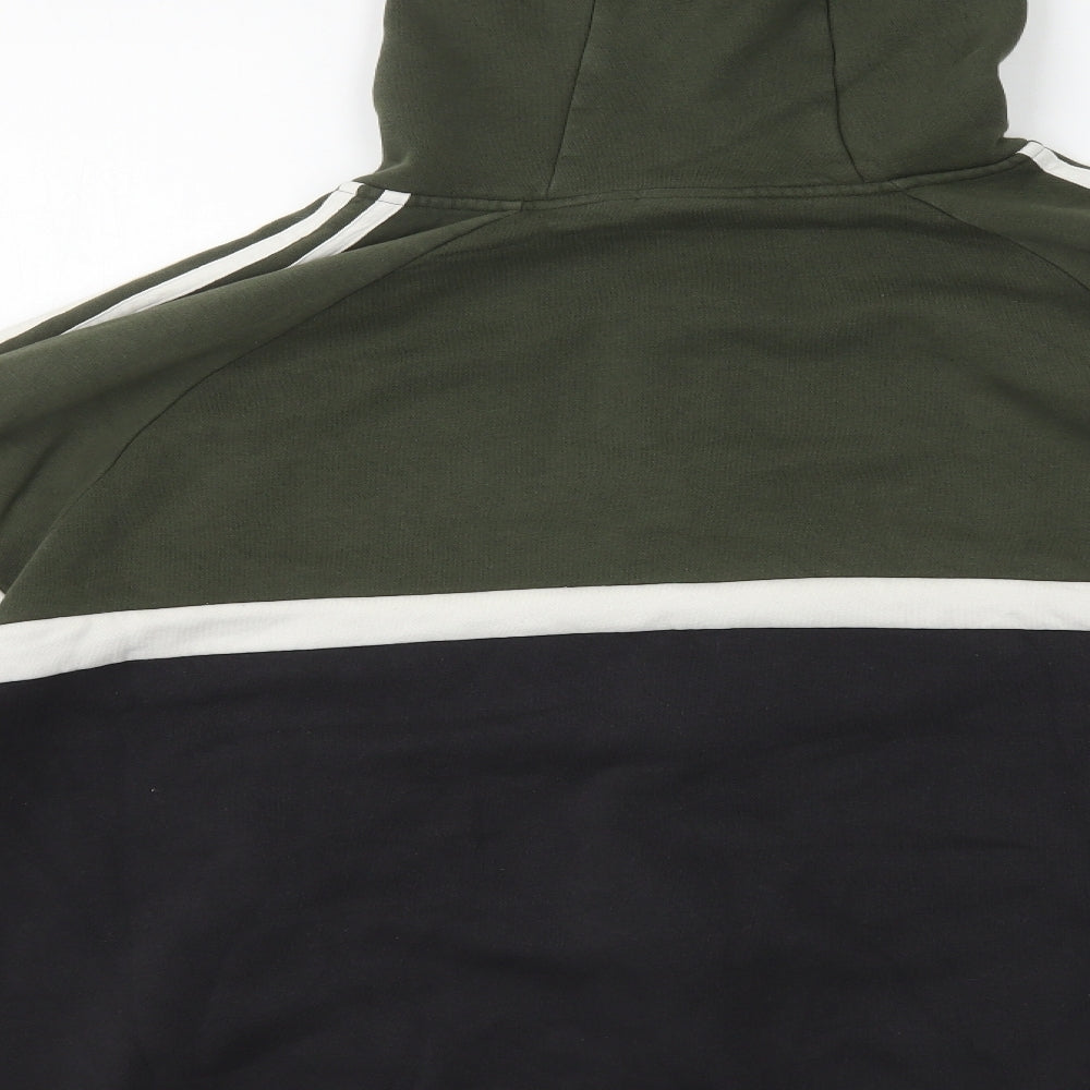 adidas Mens Green Cotton Full Zip Hoodie Size XL - Colour Block