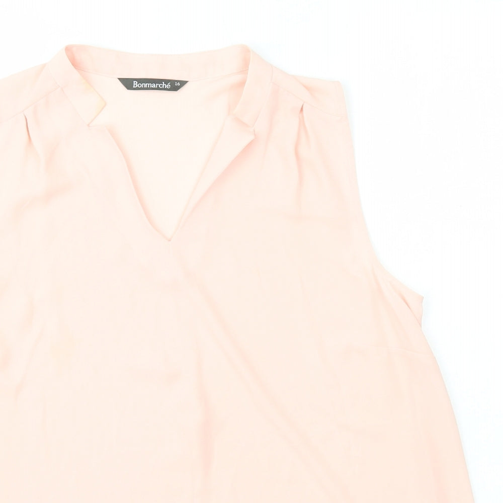 Bonmarché Womens Pink Polyester Basic Blouse Size 16 Collared