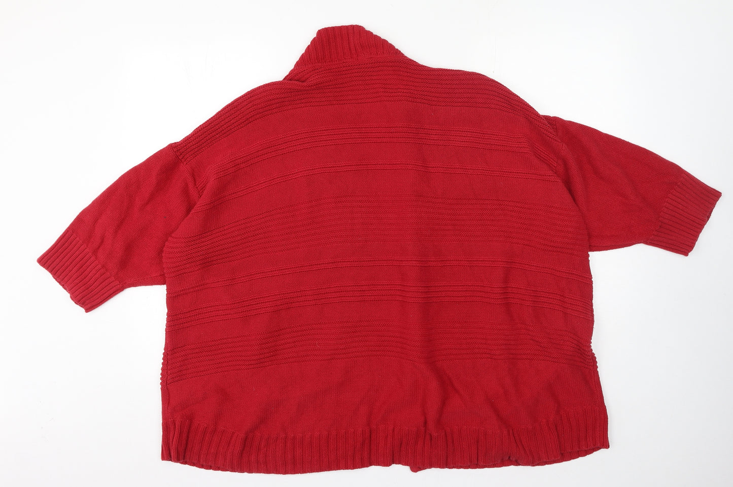 H by Halston Womens Red V-Neck Cotton Cardigan Jumper Size 3XL