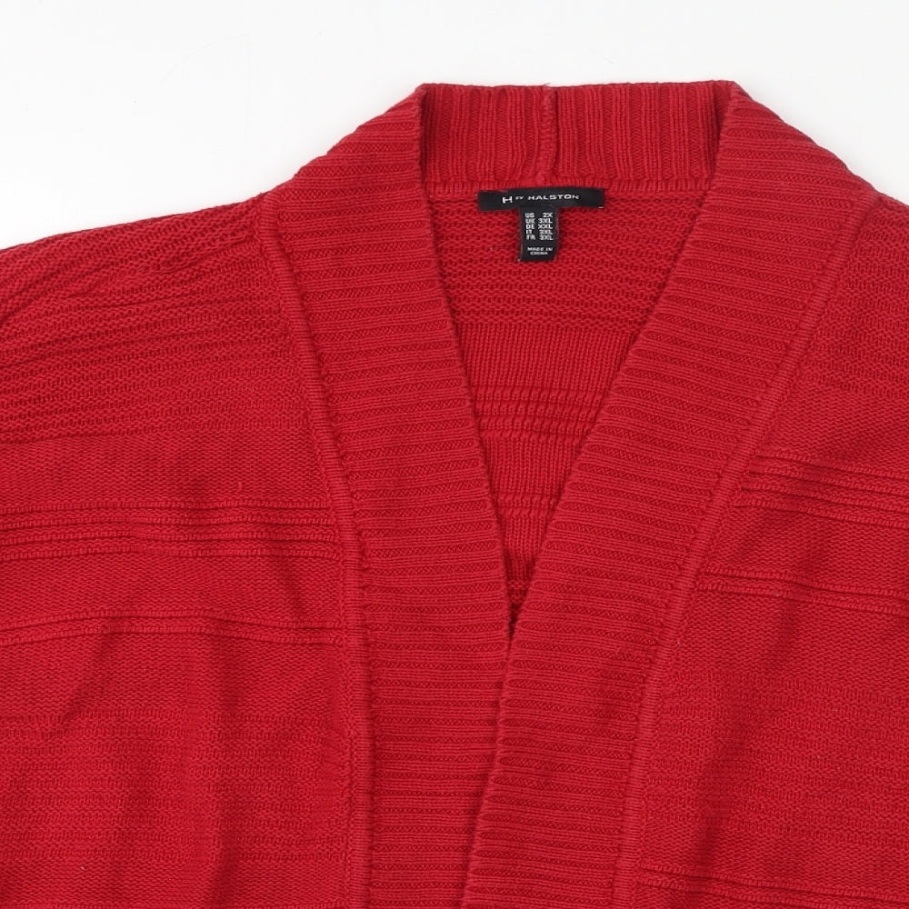 H by Halston Womens Red V-Neck Cotton Cardigan Jumper Size 3XL