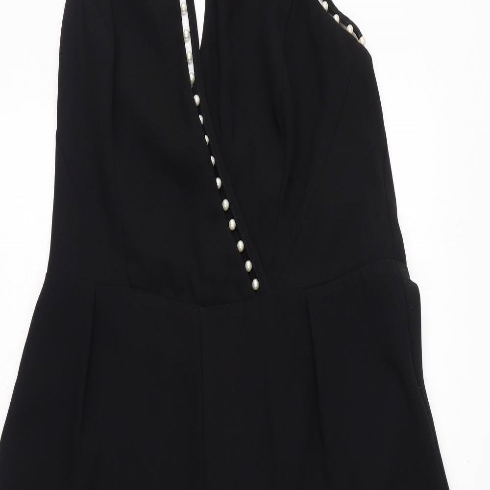 Coast Womens Black Polyester Jumpsuit One-Piece Size 18 L27 in Zip