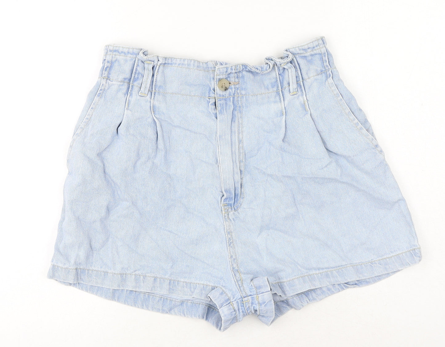 Stradivarius Womens Blue 100% Polyester Mom Shorts Size S L14 in Regular Zip