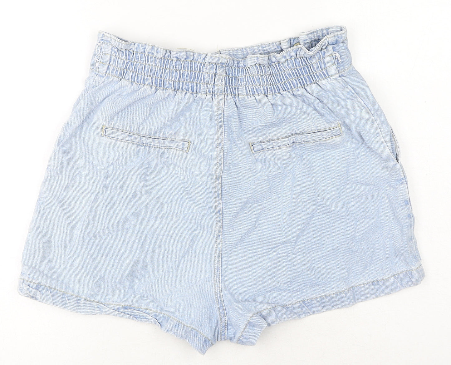 Stradivarius Womens Blue 100% Polyester Mom Shorts Size S L14 in Regular Zip