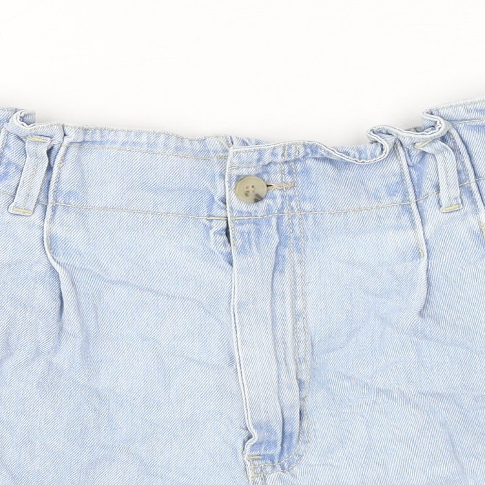 Stradivarius Womens Blue 100% Polyester Mom Shorts Size S L14 in Regular Zip