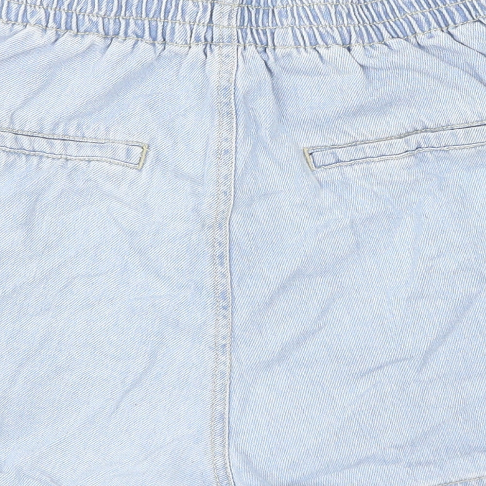 Stradivarius Womens Blue 100% Polyester Mom Shorts Size S L14 in Regular Zip