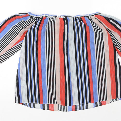 Papaya Womens Multicoloured Striped Polyester Basic Blouse Size 10 Off the Shoulder