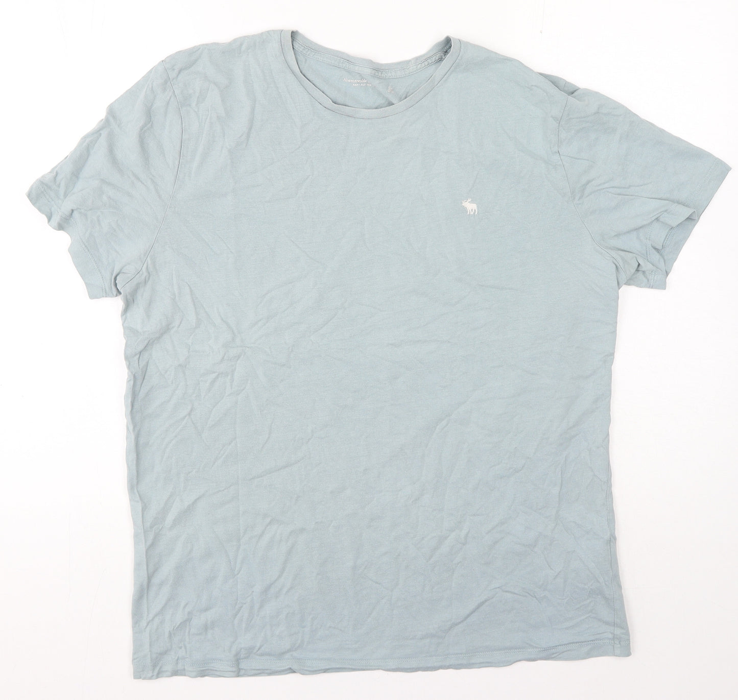 Abercrombie & Fitch Mens Blue Cotton T-Shirt Round Neck - Logo