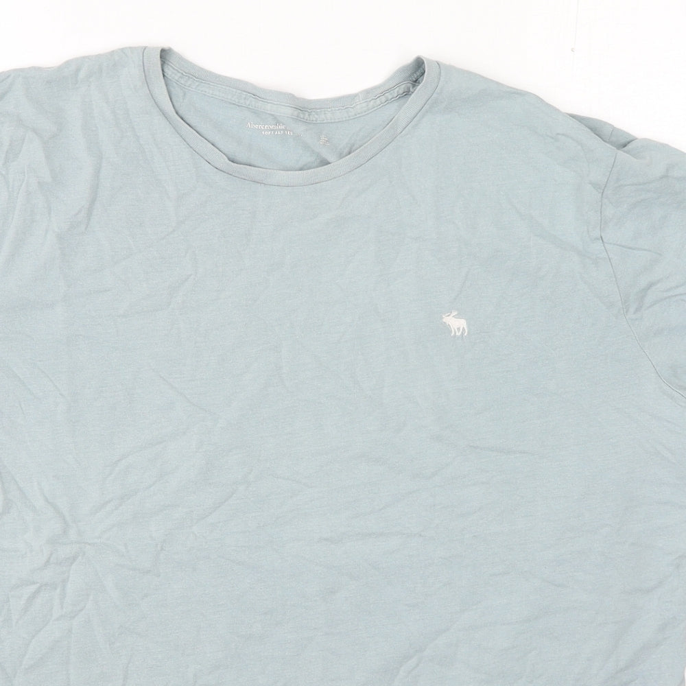 Abercrombie & Fitch Mens Blue Cotton T-Shirt Round Neck - Logo