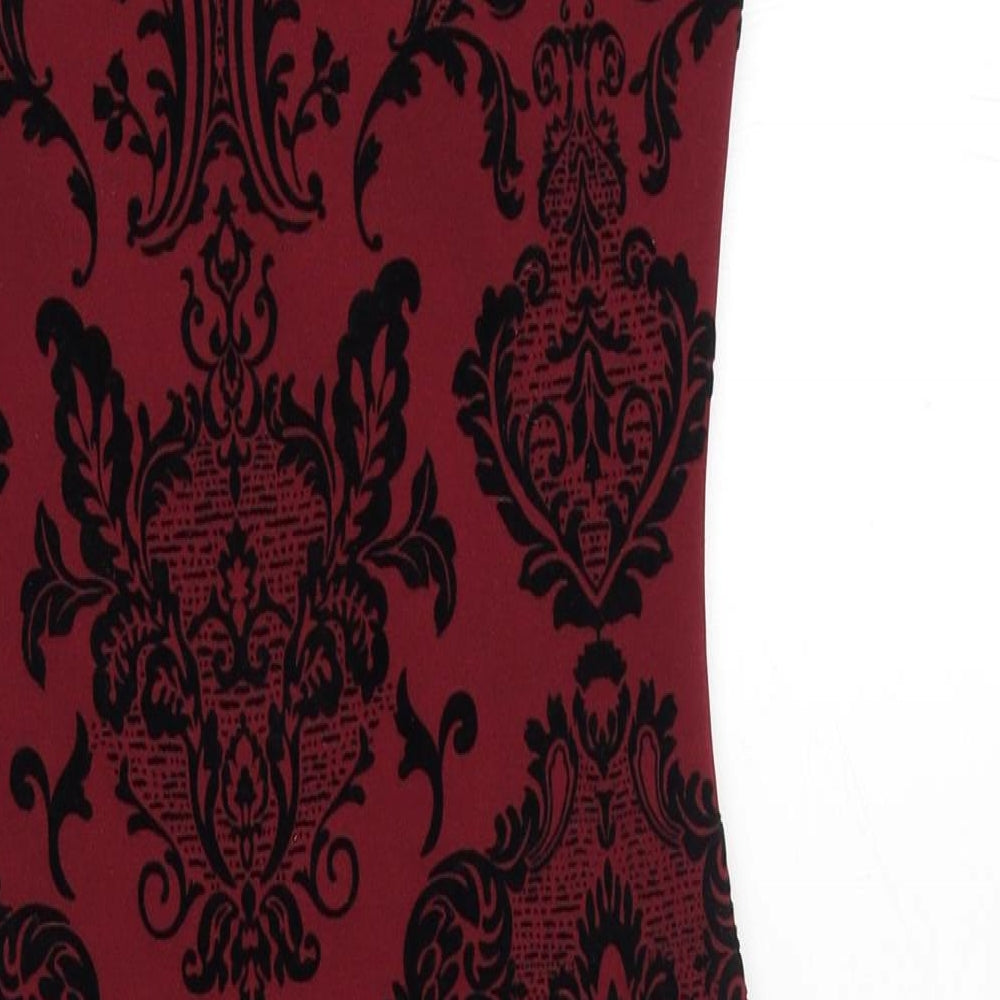 Primark Womens Purple Geometric Polyester Bodycon Size 12 Crew Neck Pullover - Burgundy