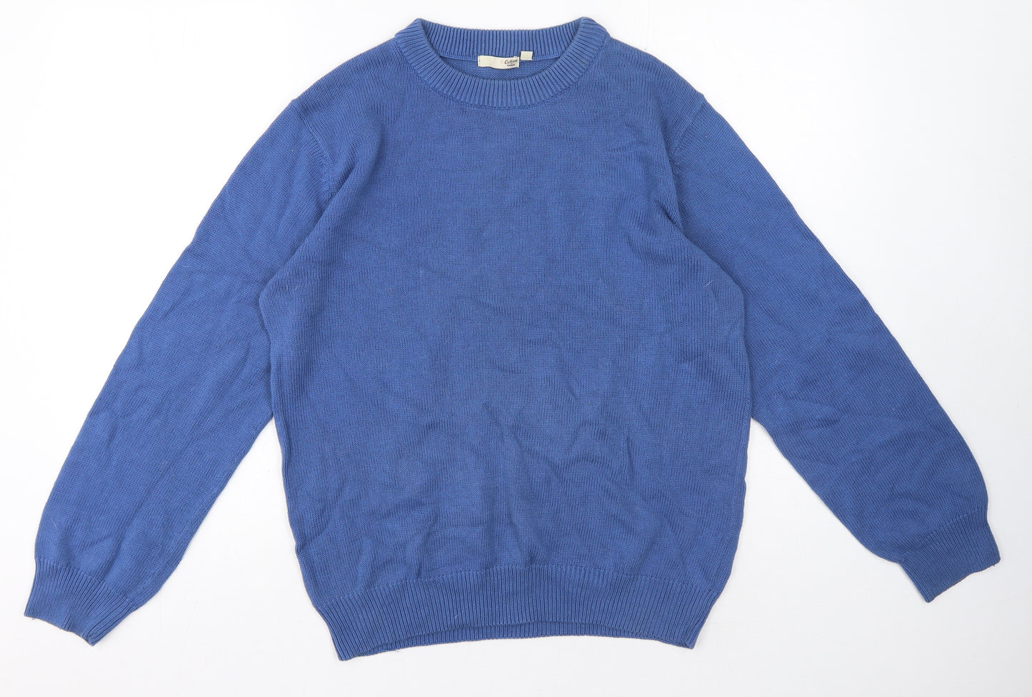 Cotton Traders Womens Blue Crew Neck Cotton Pullover Jumper Size M