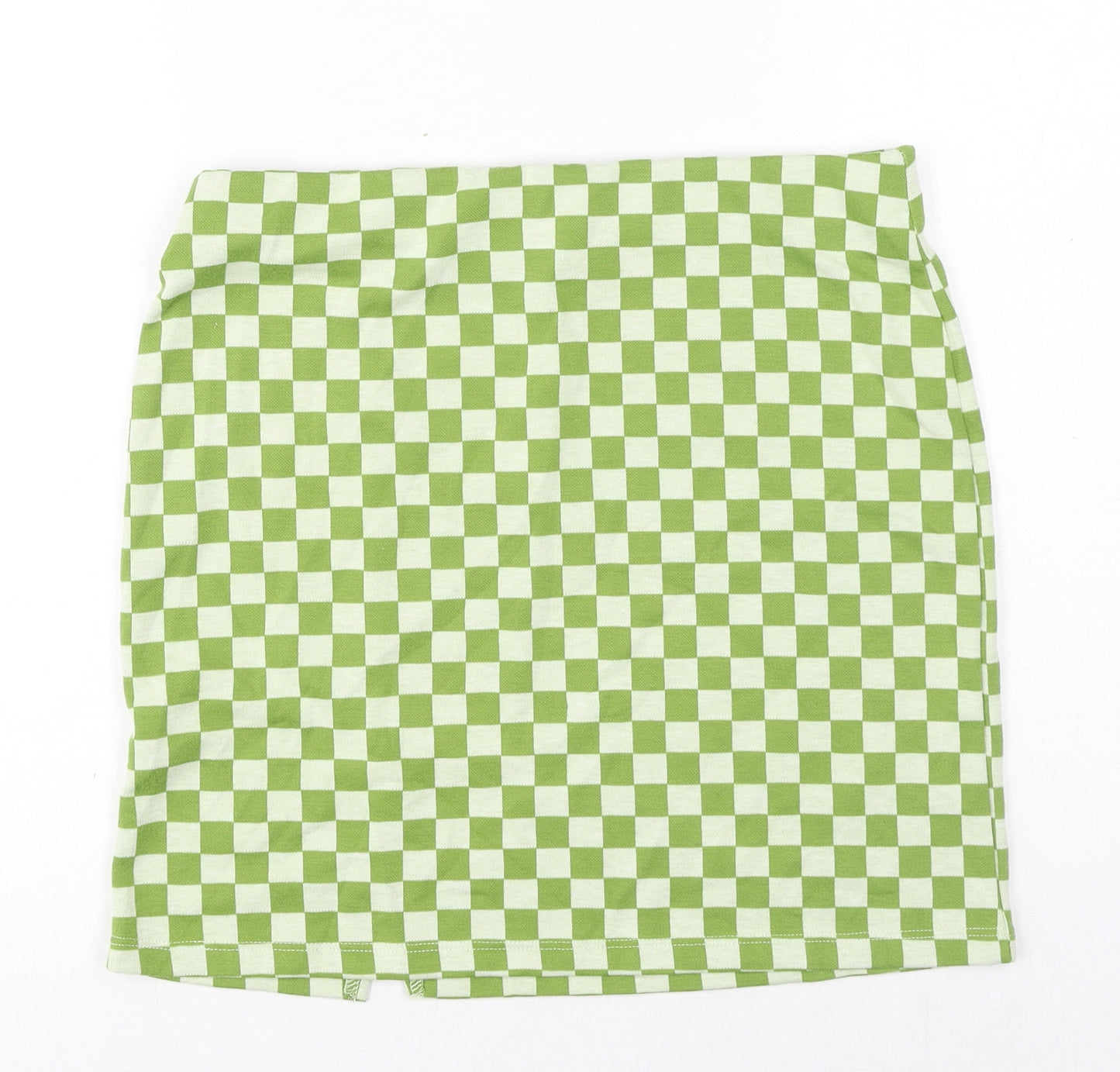 Primal Womens Green Check Polyester Mini Skirt Size S
