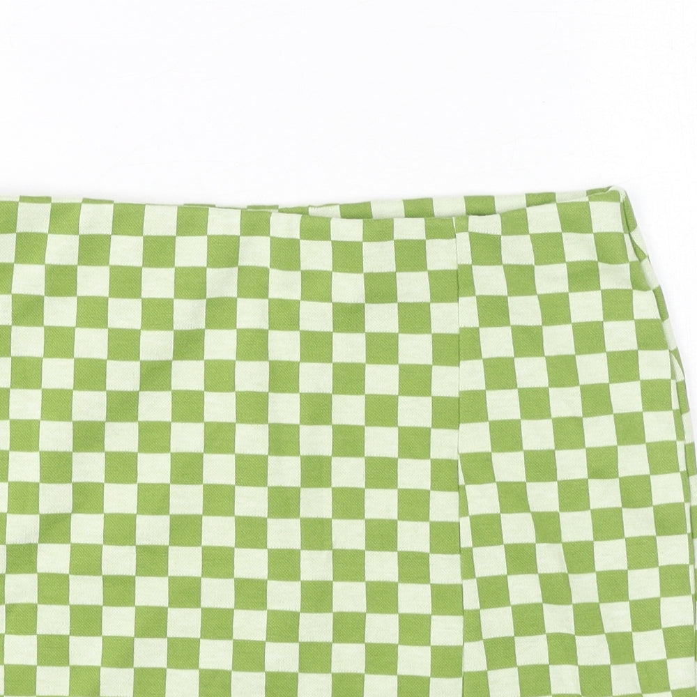 Primal Womens Green Check Polyester Mini Skirt Size S