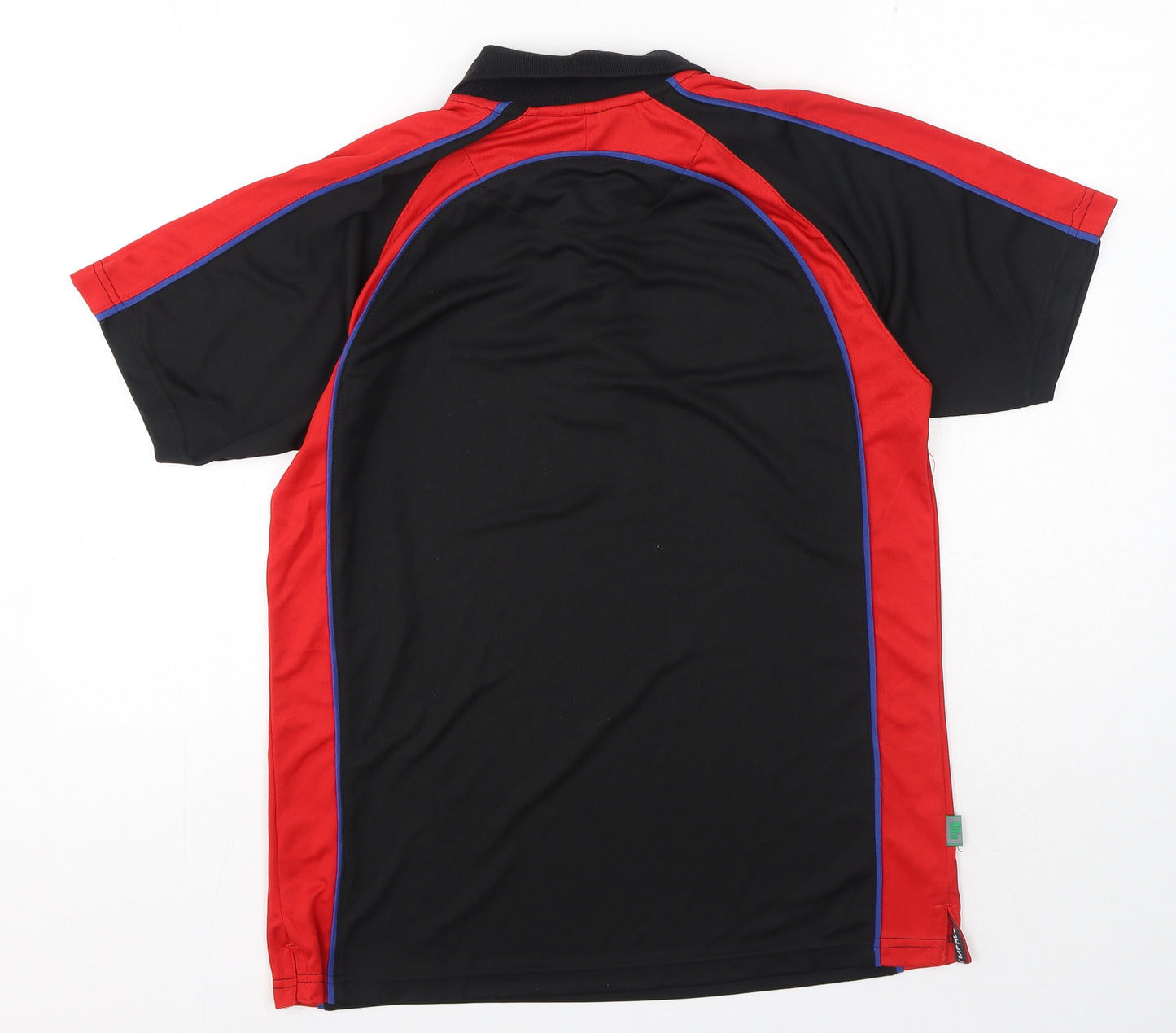 G Force Teamwear Mens Black Colourblock Polyester Polo Size 36 Collared Button - Red, Blue