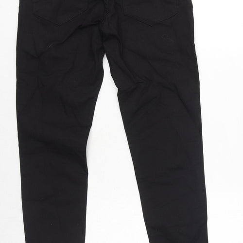 H&M Womens Black Cotton Chino Trousers Size 12 L38 in Regular Zip