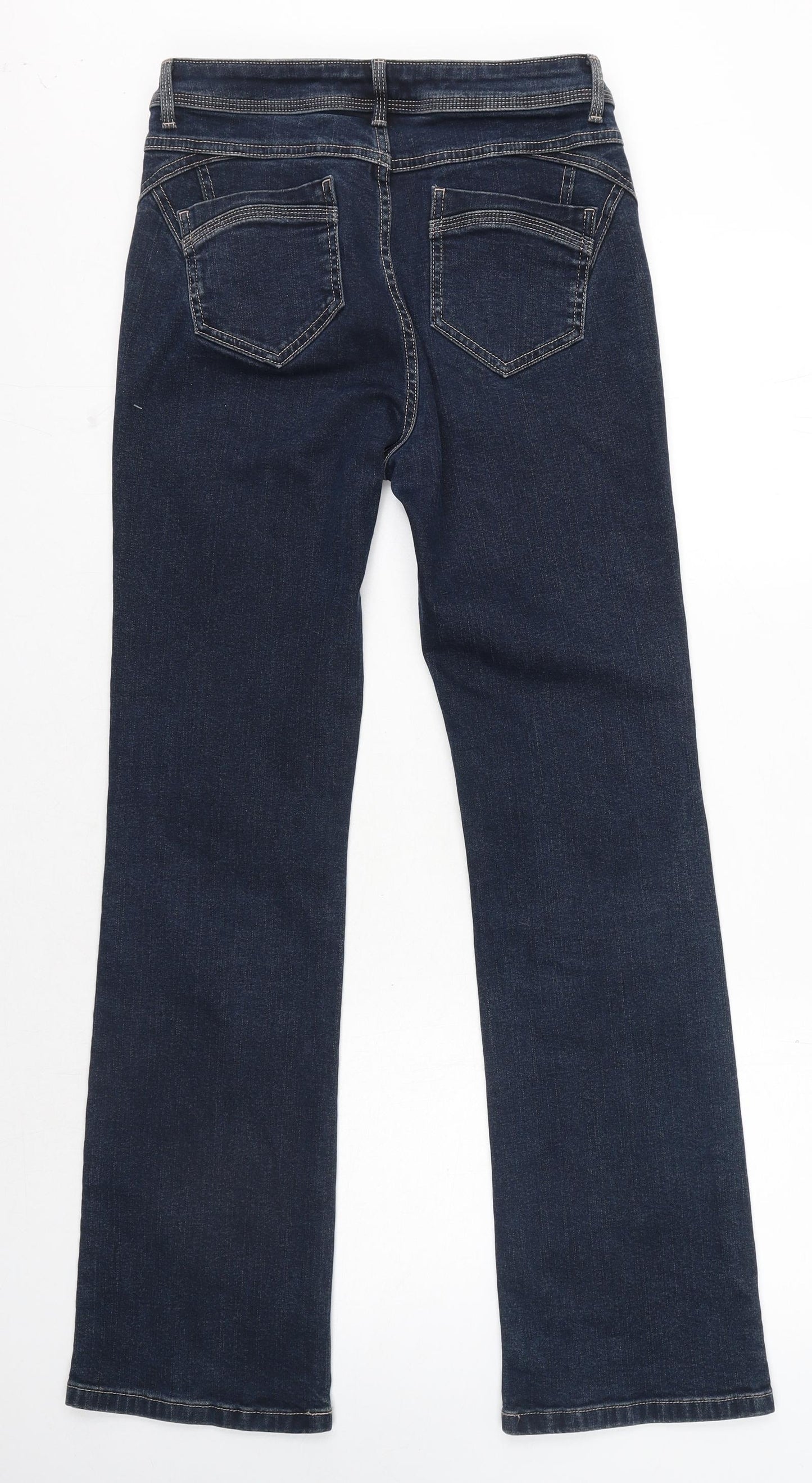 Per Una Womens Blue Cotton Bootcut Jeans Size 10 L30 in Regular Zip