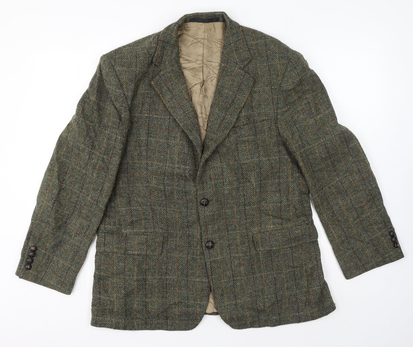 Marks and Spencer Mens Green Check Wool Jacket Suit Jacket Size 40