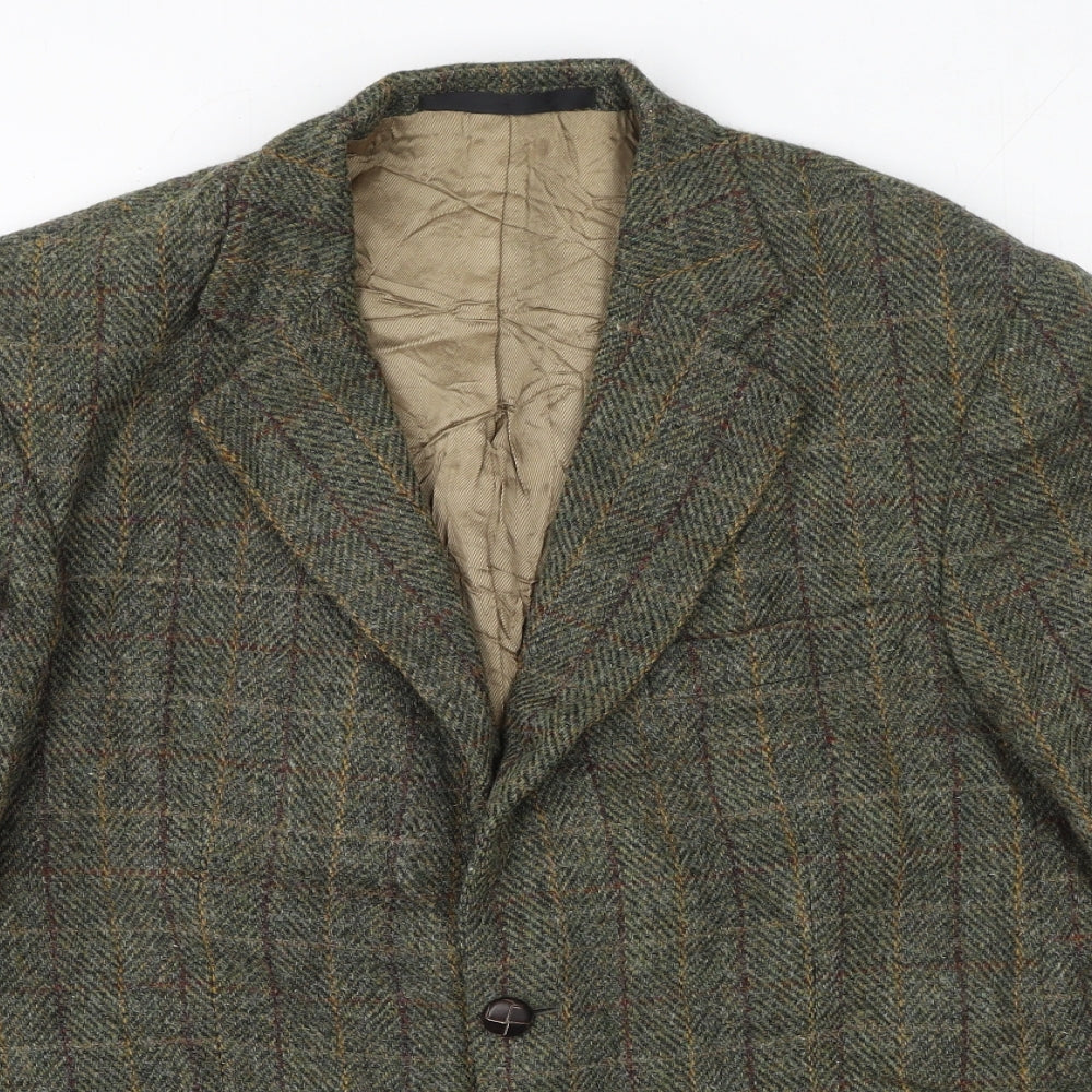 Marks and Spencer Mens Green Check Wool Jacket Suit Jacket Size 40