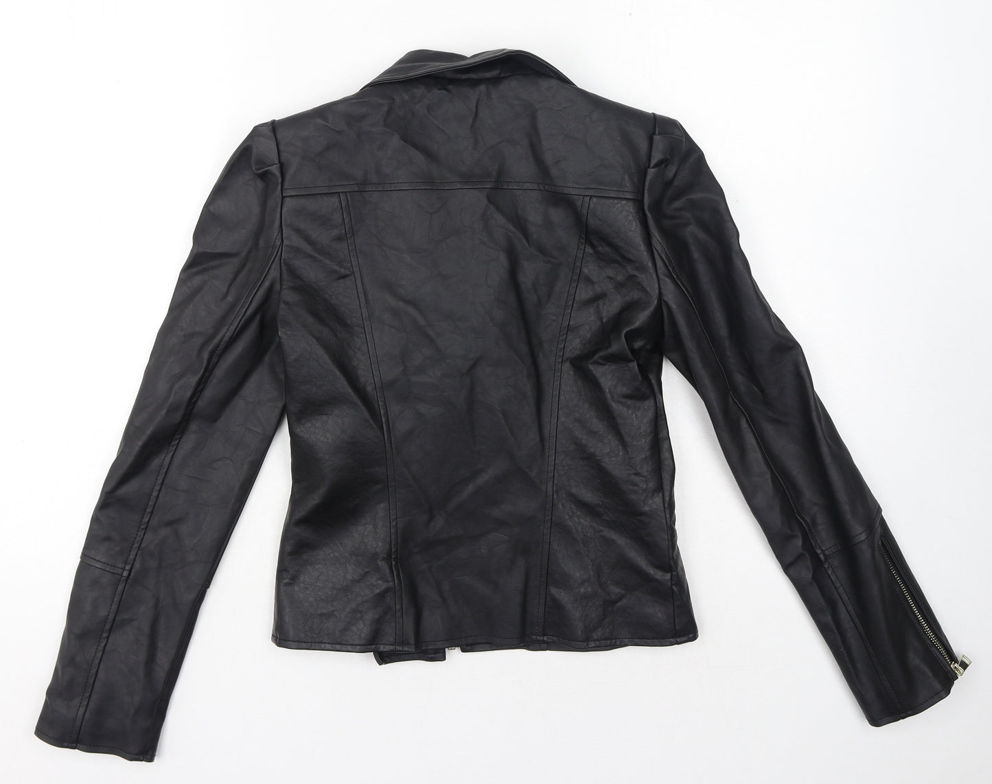 River Island Womens Black Biker Jacket Size 6 Zip