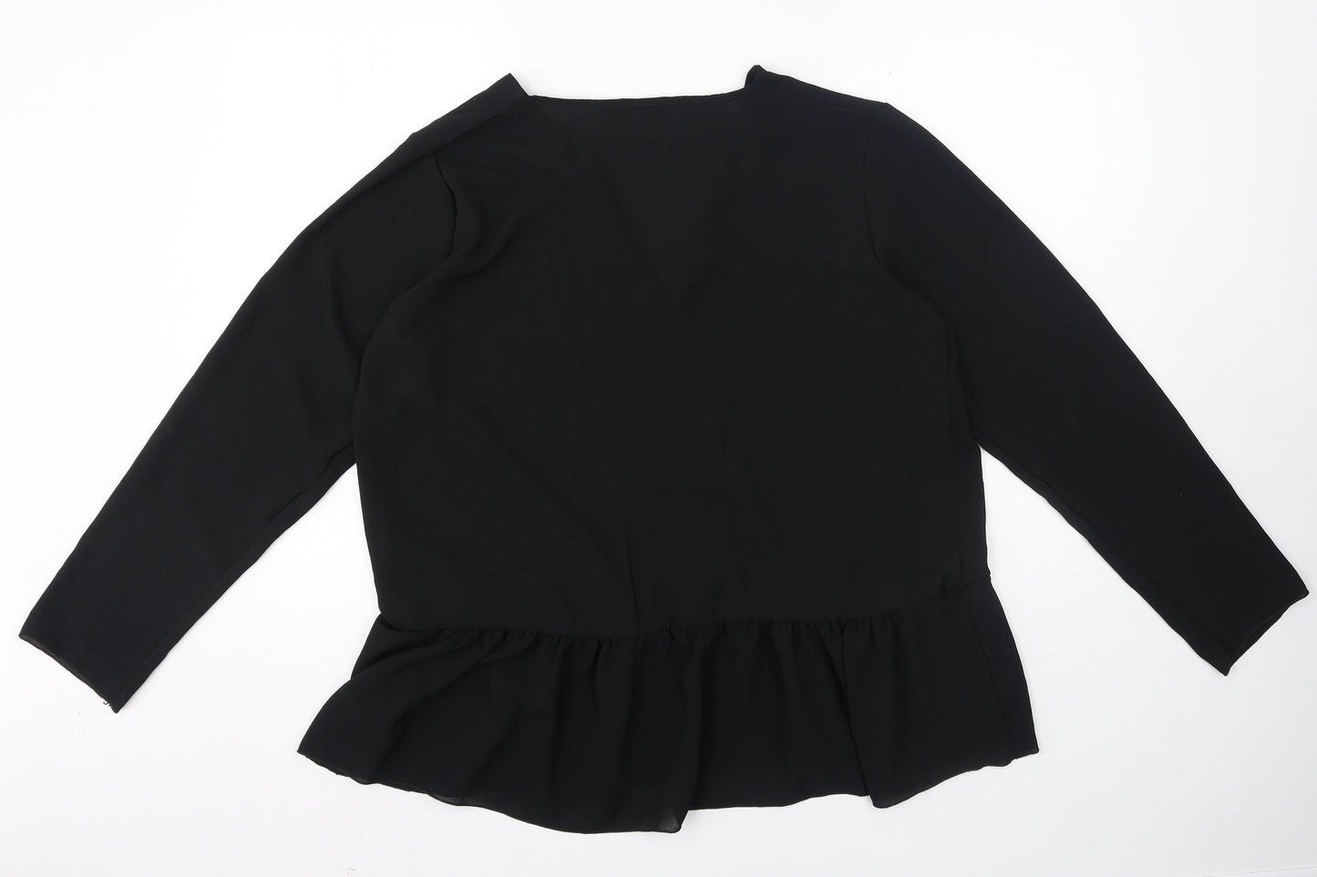 Boohoo Womens Black Polyester Basic Blouse Size 18 V-Neck - Flare Bottom