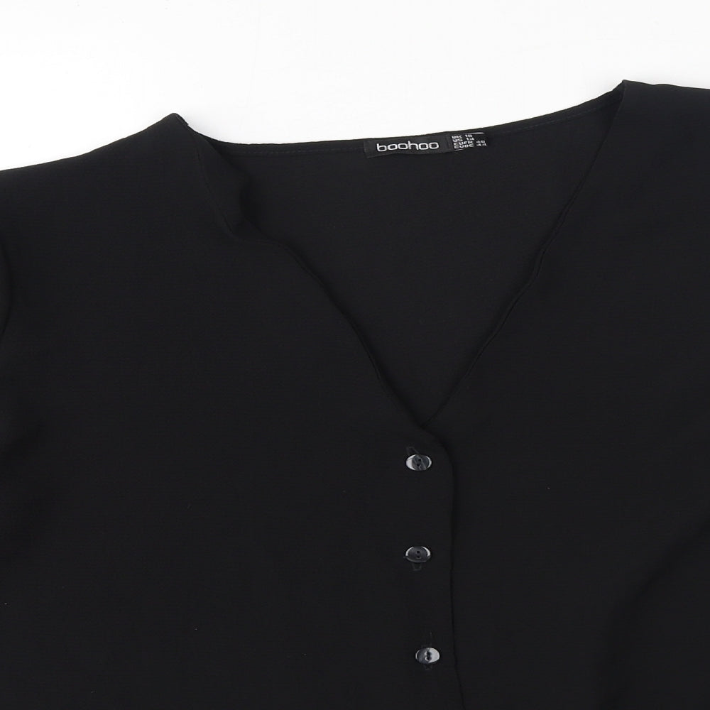 Boohoo Womens Black Polyester Basic Blouse Size 18 V-Neck - Flare Bottom