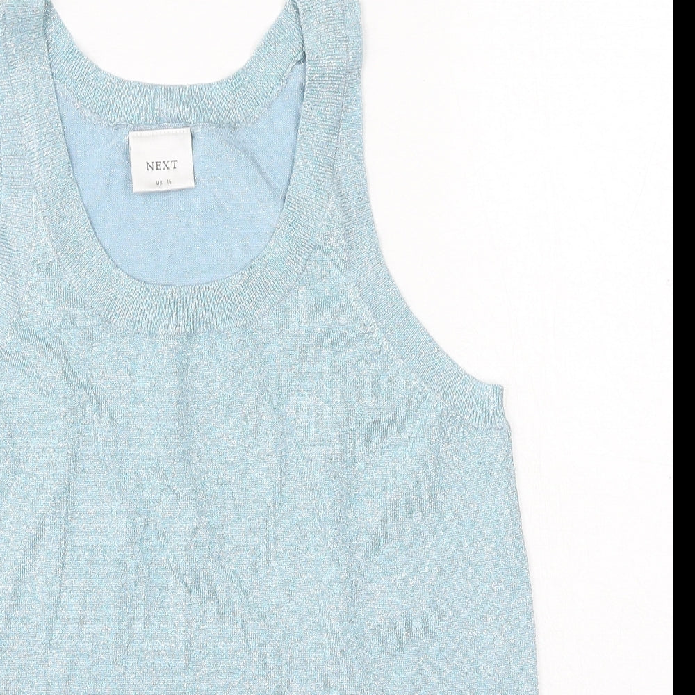 NEXT Womens Blue Viscose Basic Tank Size 16 Round Neck