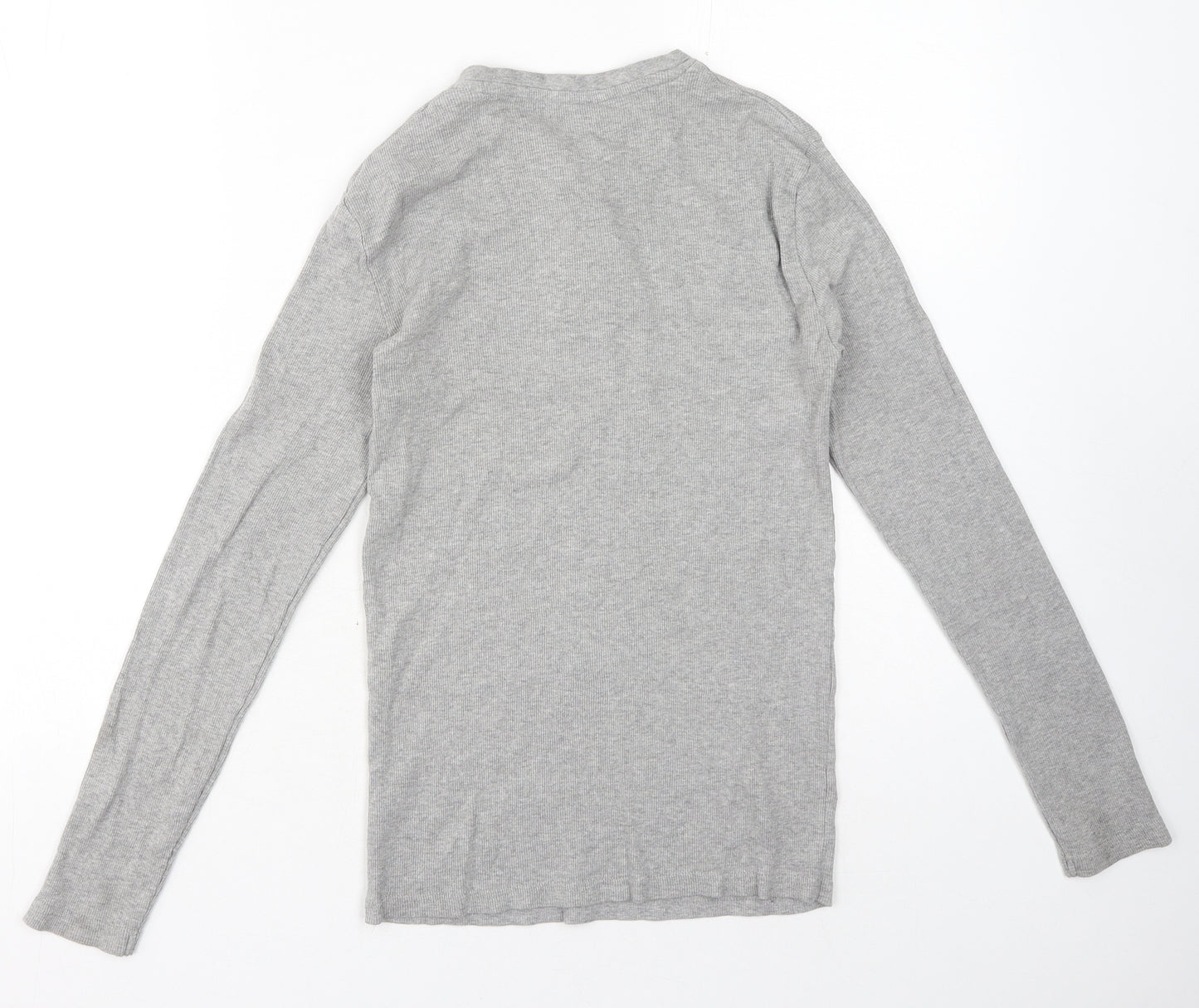 Cedar Wood State Womens Grey Cotton Basic T-Shirt Size S Henley