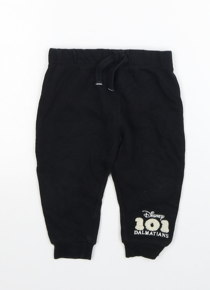 Disney Boys Black Cotton Sweatpants Trousers Size 9-12 Months Pullover - 100 Dalmatians