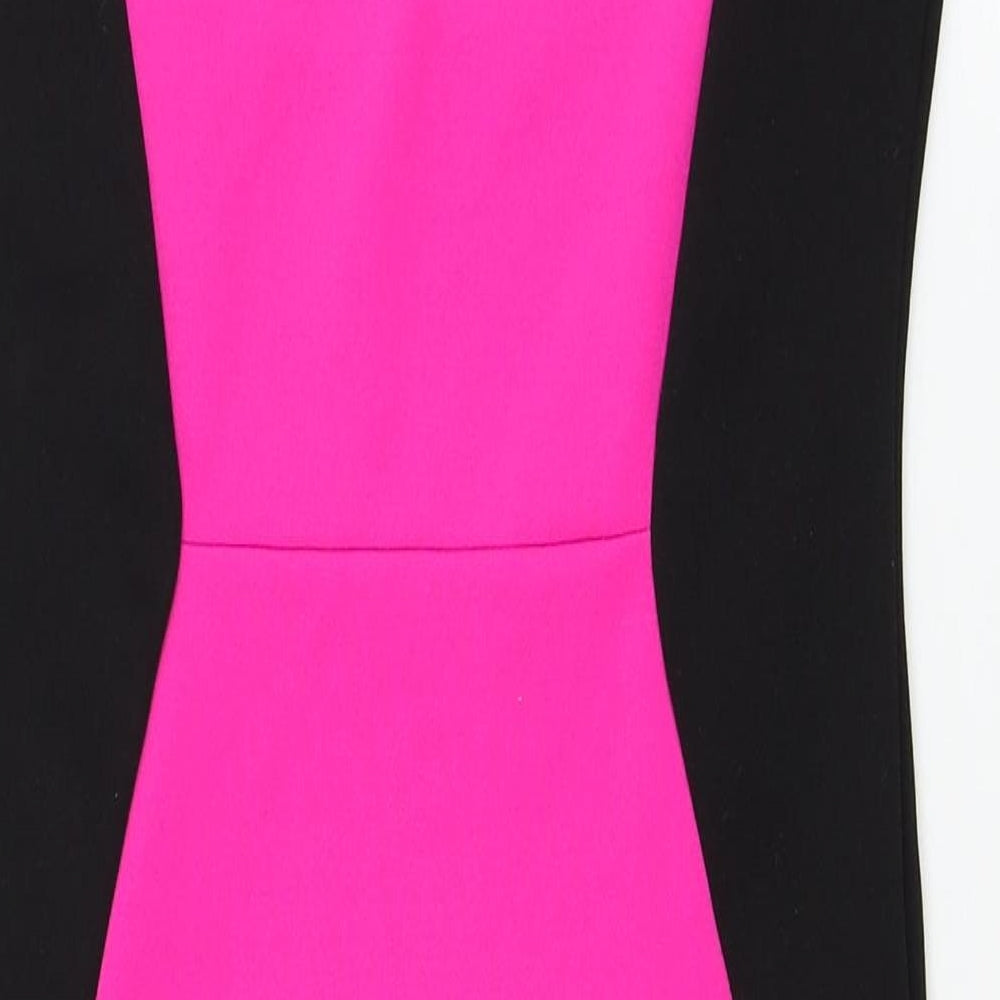 Persian Collection Womens Pink Colourblock Polyester Bodycon Size 10 V-Neck Pullover