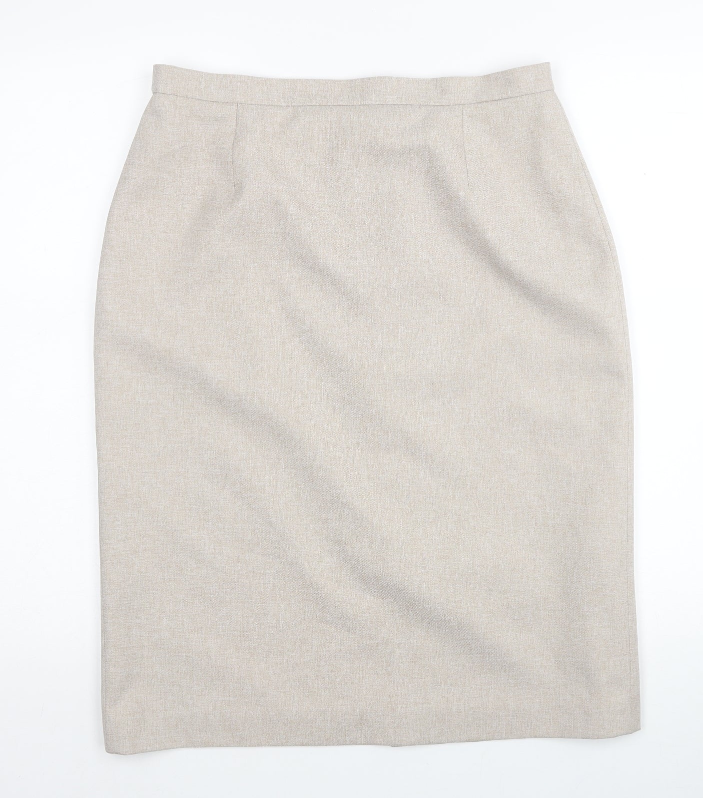 BHS Womens Beige Polyester Straight & Pencil Skirt Size 14 Zip