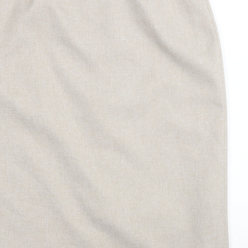 BHS Womens Beige Polyester Straight & Pencil Skirt Size 14 Zip