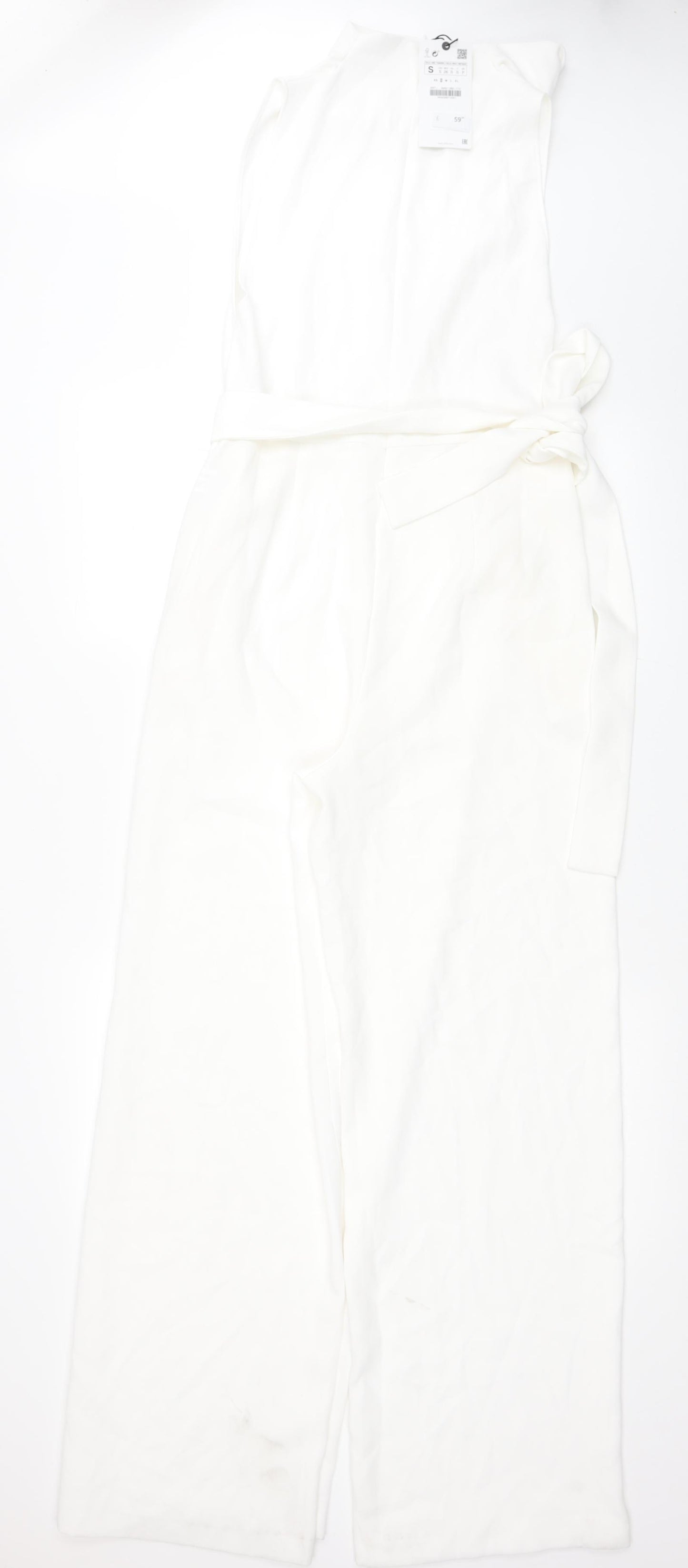 Zara Womens White Polyester Jumpsuit One-Piece Size S L31 in Zip