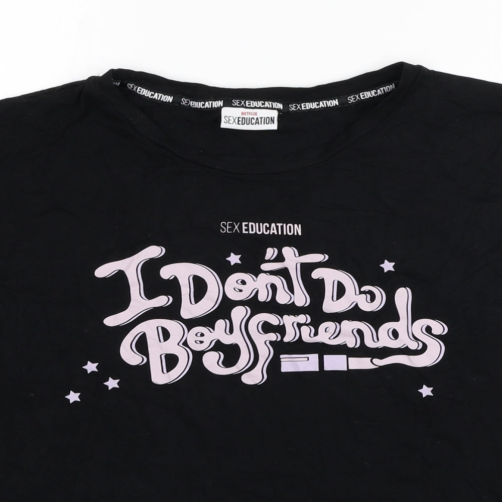 Netflix Womens Black Viscose Pullover Sweatshirt Size 18 Pullover - I Don't Do Boyfriends,Cropped