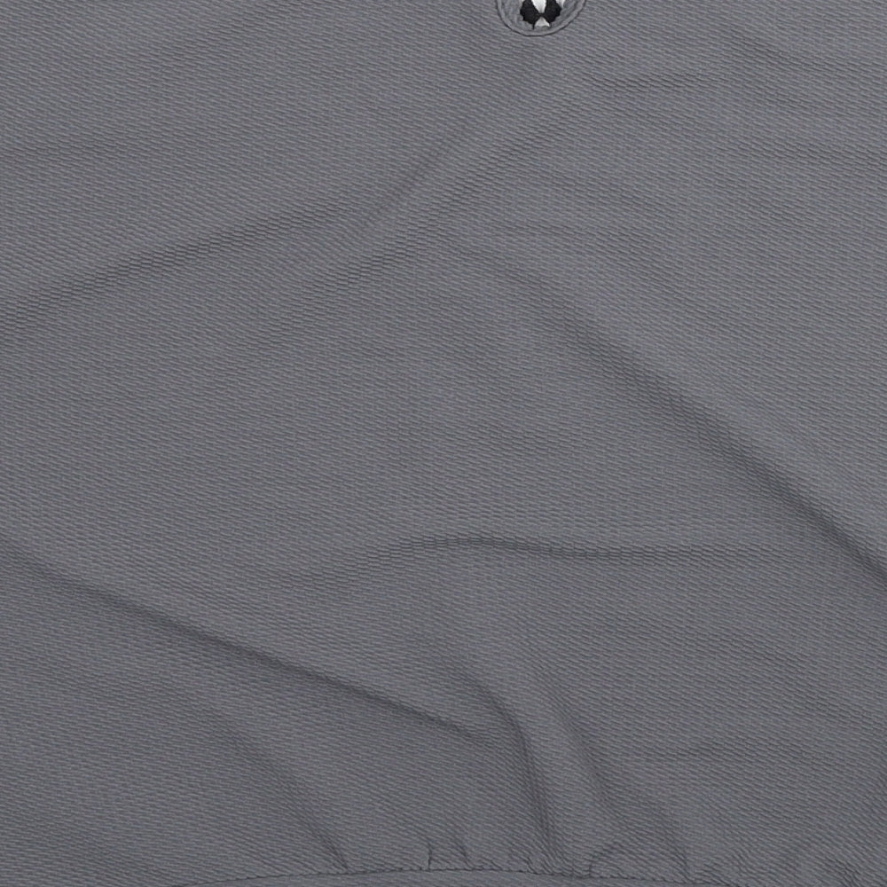 SheIn Womens Grey Geometric Polyester Pullover Sweatshirt Size L Button - Lace Detail