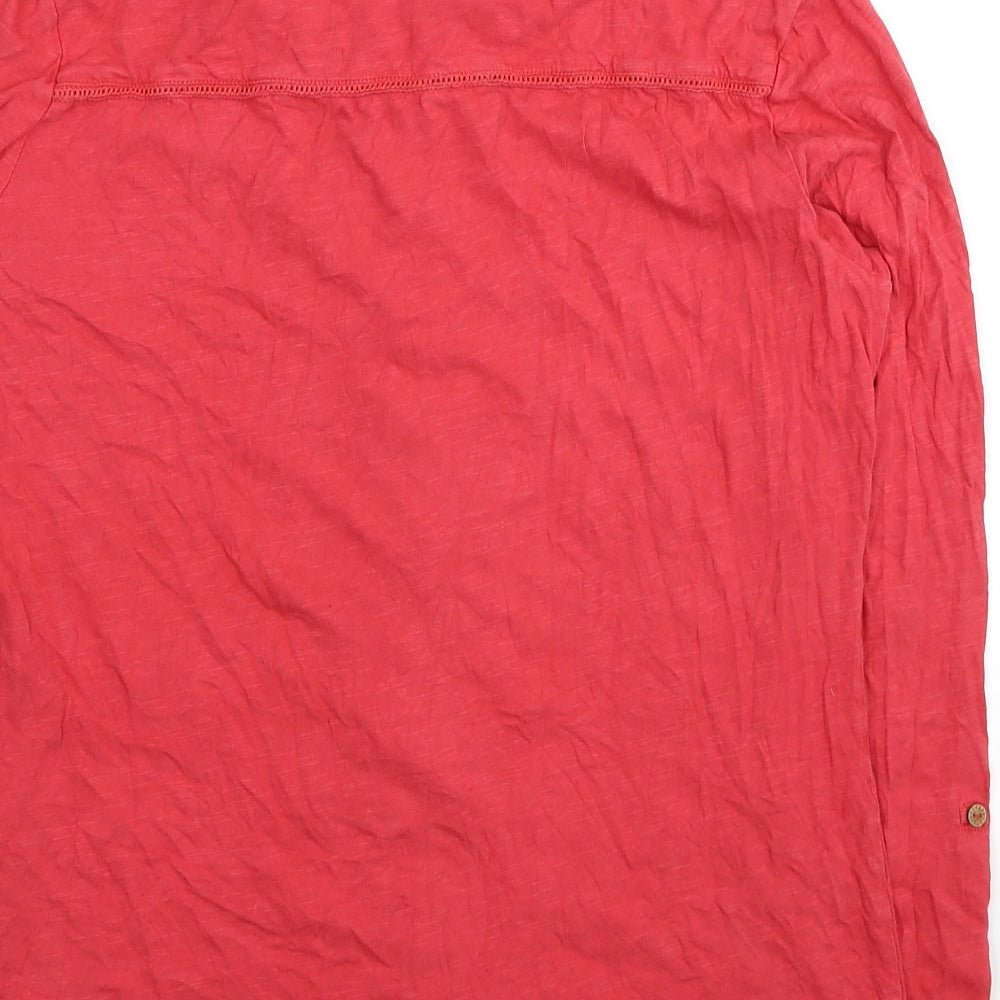 Beacan Cove Womens Red Cotton Jersey Button-Up Size 14 Collared