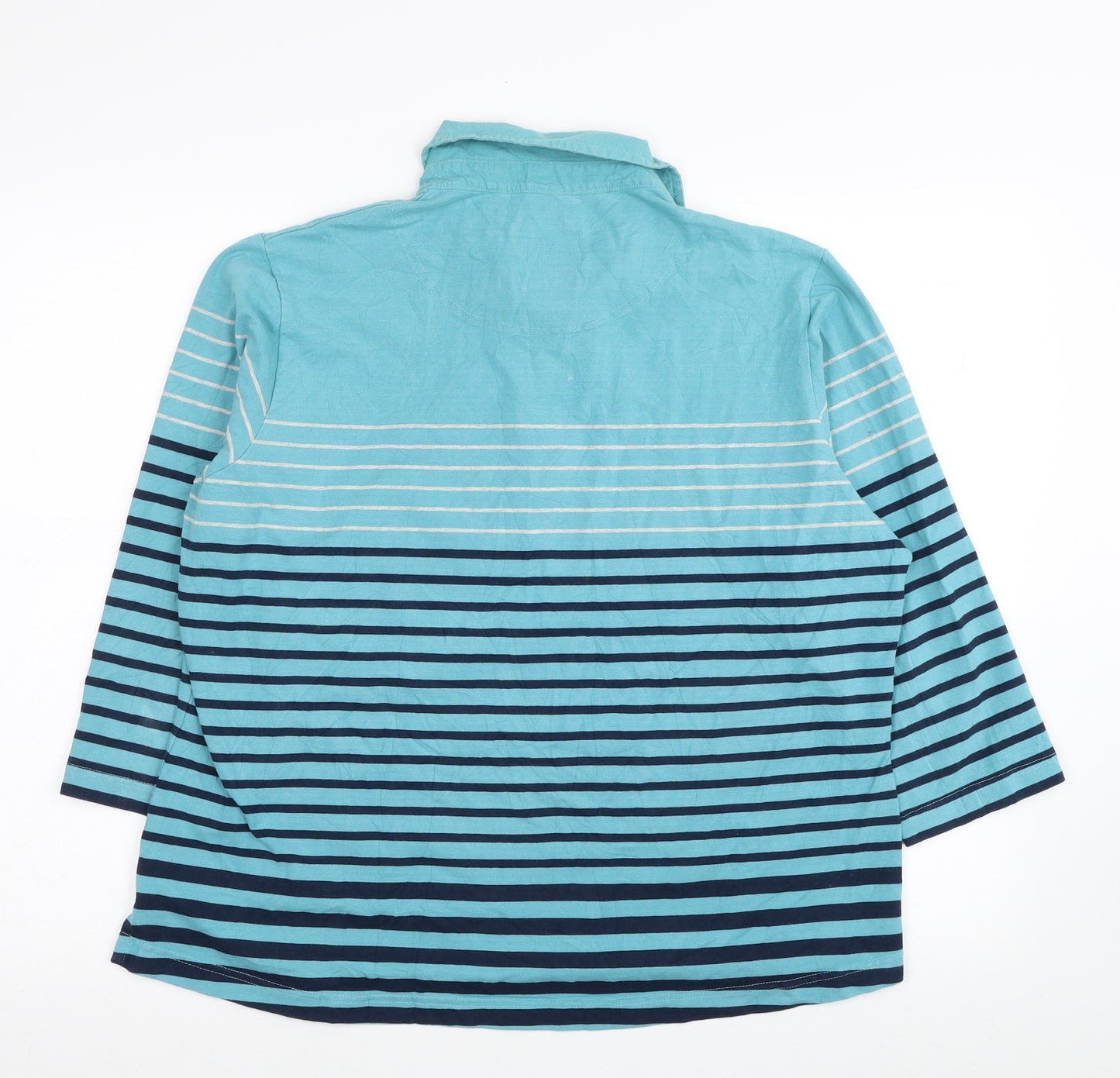 DASH Womens Blue Striped Cotton Jersey Polo Size 20 Collared