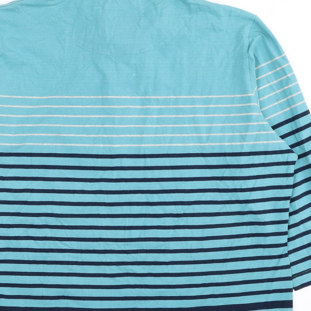 DASH Womens Blue Striped Cotton Jersey Polo Size 20 Collared