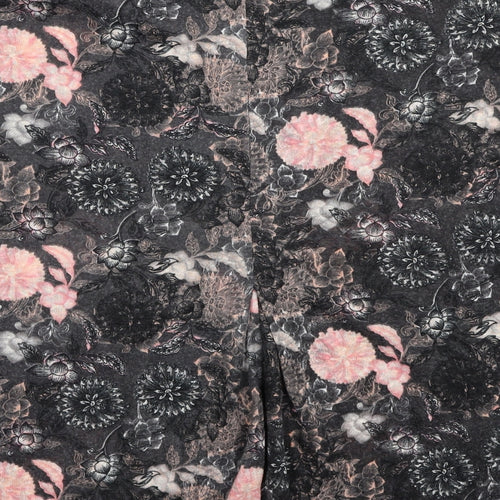 NEXT Womens Grey Floral Polyester Jersey T-Shirt Size 14 Scoop Neck