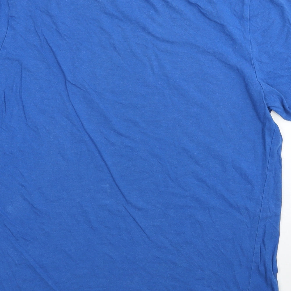 adidas Boys Blue Cotton Basic T-Shirt Size 13-14 Years Round Neck Pullover