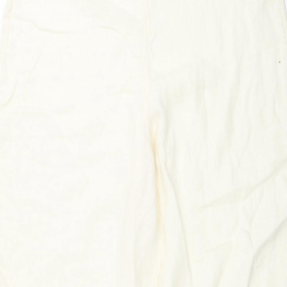 Zara Womens Ivory Linen Trousers Size M L29 in Regular