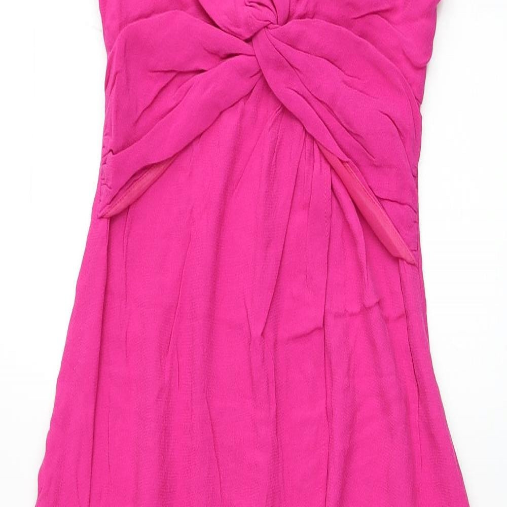 Zara Womens Pink Polyester Tank Dress Size L Sweetheart Zip