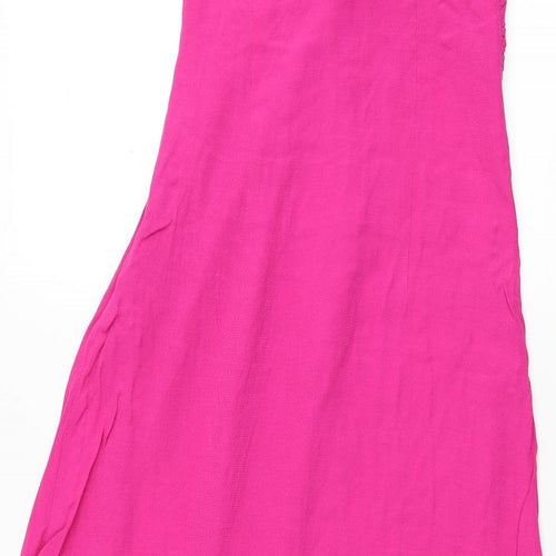 Zara Womens Pink Polyester Tank Dress Size L Sweetheart Zip