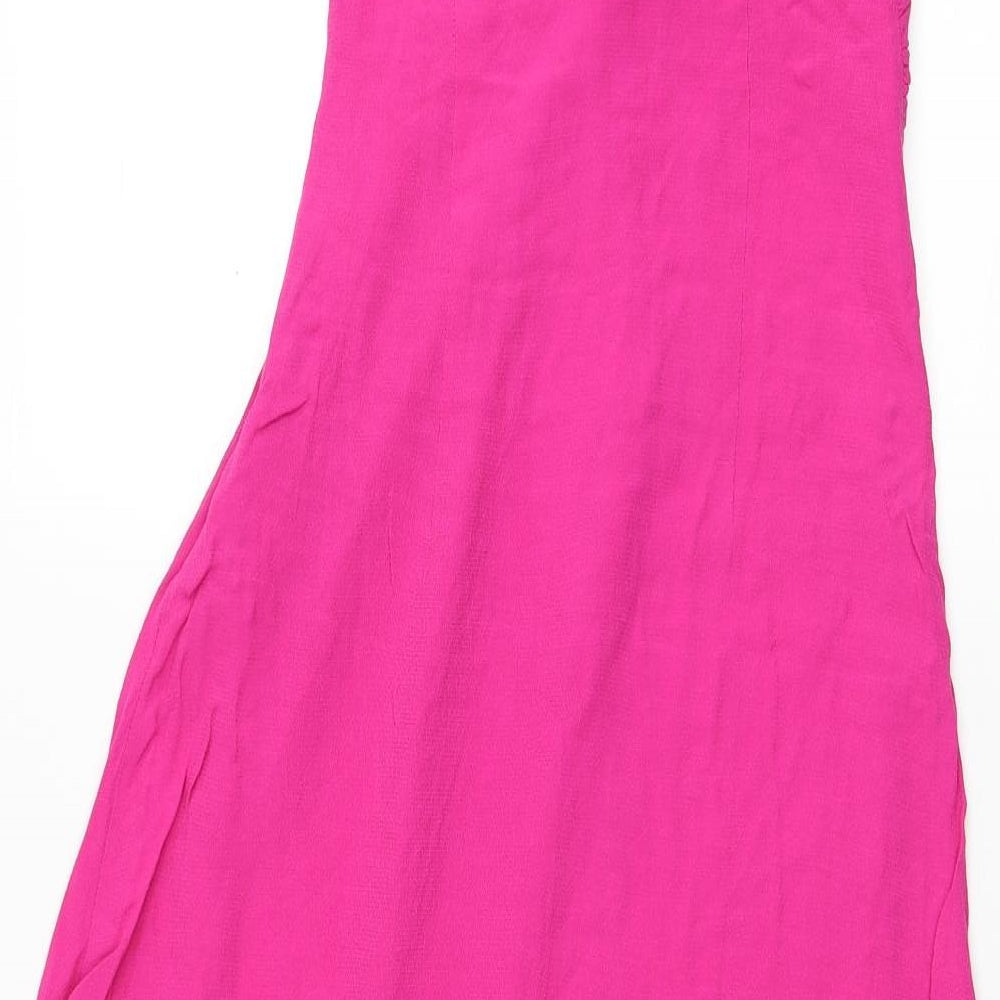 Zara Womens Pink Polyester Tank Dress Size L Sweetheart Zip