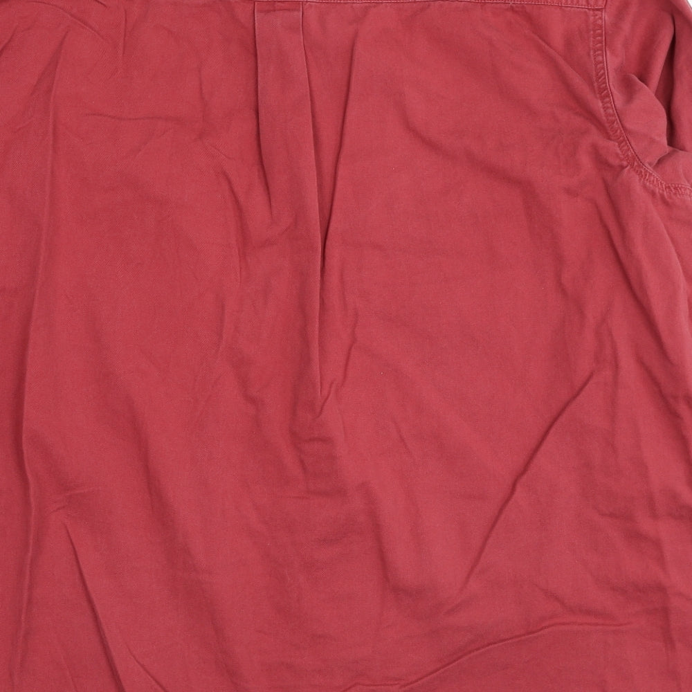 Cotton Traders Mens Red Cotton Button-Up Size 3XL Collared Button