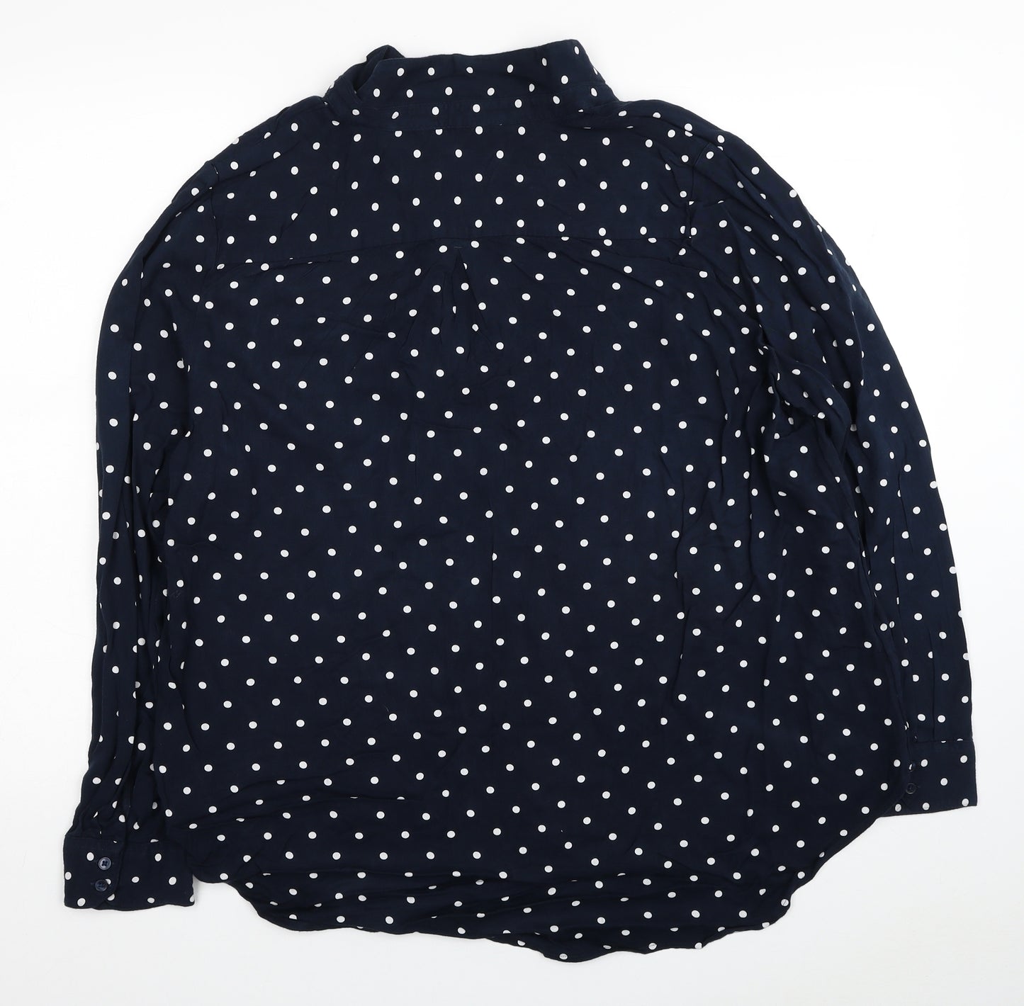 Marks and Spencer Womens Blue Polka Dot Viscose Basic Button-Up Size 20 Collared