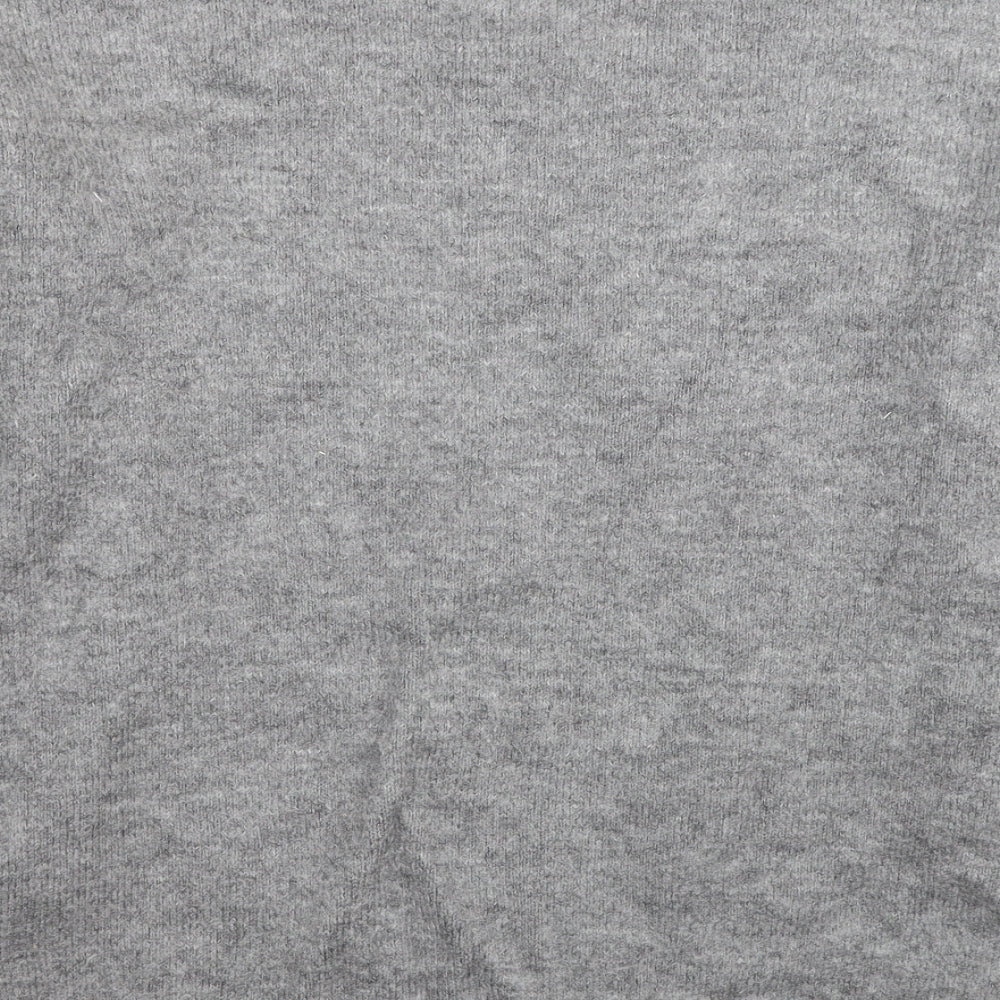 F&F Womens Grey Round Neck Floral Acrylic Pullover Jumper Size 10