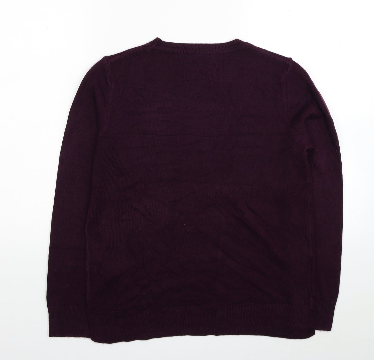 Marks and Spencer Womens Red Round Neck Acrylic Pullover Jumper Size 12