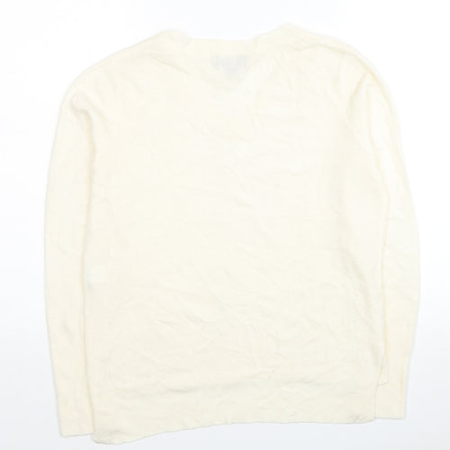 Primark Womens Ivory V-Neck Acrylic Pullover Jumper Size XS