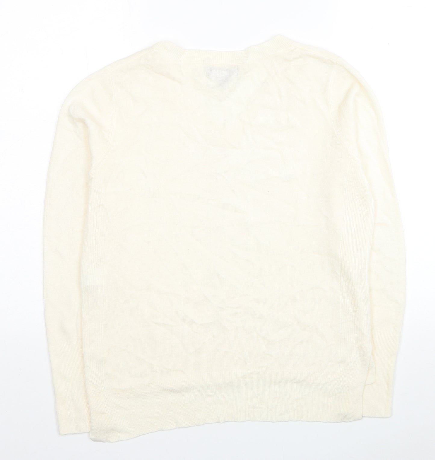 Primark Womens Ivory V-Neck Acrylic Pullover Jumper Size XS