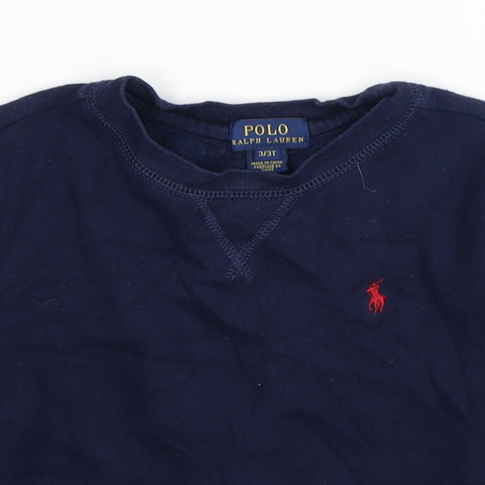 Polo Ralph Lauren Boys Blue Cotton Pullover Sweatshirt Size 3 Years Pullover